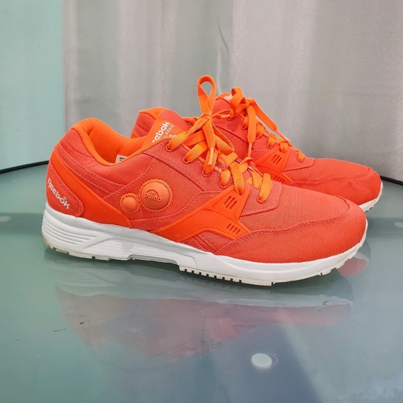 Reebok Pump Running Dual Tech Solar Neon Orange White Sz 8.5 - Picture 3 of 10